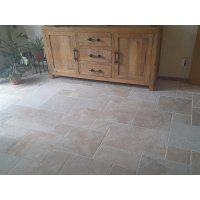 VENEZIA Travertin Fliesen gebürstet soft gekettet Römischer Verband 0,74 m²