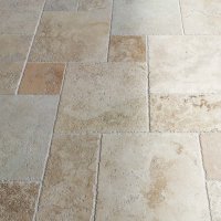 VENEZIA Travertin Fliesen gebürstet soft gekettet Römischer Verband 0,74 m²